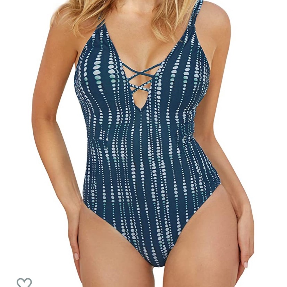 NWT Cupshe Dream Space Lace Up 1pc Bathing Suit -M